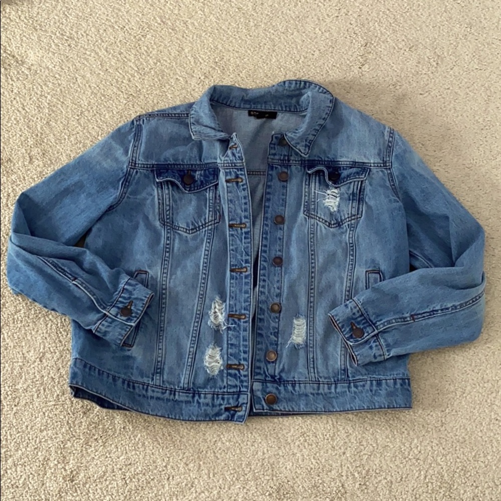Blue Slightly Distressed Denim Jacket
